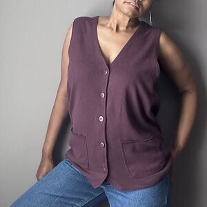 Vintage Metro 212 Longline Vest Plum Purple Womens Size Large